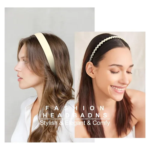 Vista 6 de AKTVSHOW Diademas de plástico antideslizantes para mujeres, 9 piezas de diadema fina con dientes, bandas para el cabello sin esfuerzo para mujeres