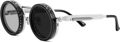 Vista 8 de FEISEDY Gafas de sol redondas polarizadas ajustables para hombres y mujeres Negro