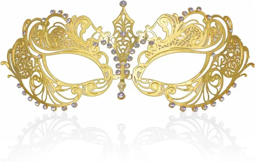 Vista 2 de Máscara de mascarada para parejas, mujeres, con diamantes de imitación de metal, veneciano, bonita fiesta de noche, baile de graduación, máscara