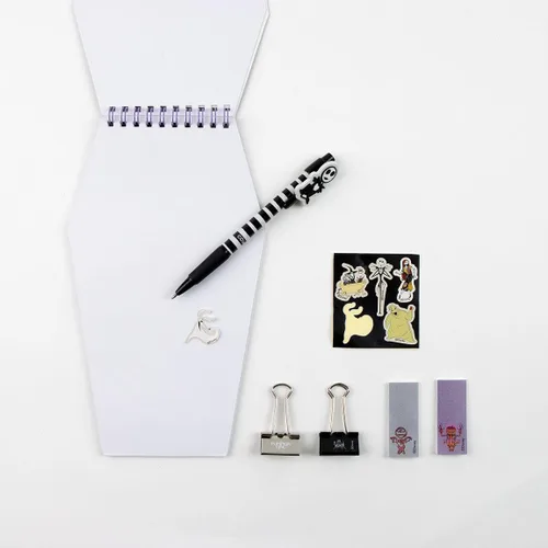Vista 4 de Juego de papelería Nightmare Before Christmas - Incluye cuaderno, bolígrafo, pegatinas, notas y pinzas - Accesorios de papelería - Producto original