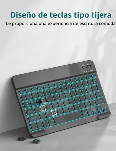 Vista 4 de Funda para teclado retroiluminada para Samsung Galaxy Tab S10 Lite/S10 FE/S9 FE 5G 10.9"/ Tab S9 11", teclado inalámbrico desmontable magnético de 7