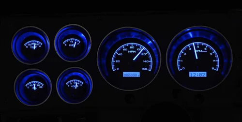 Vista 2 de Dakota Digital 73-87 Chevy Truck VHX System, Silver Face - Pantalla azul