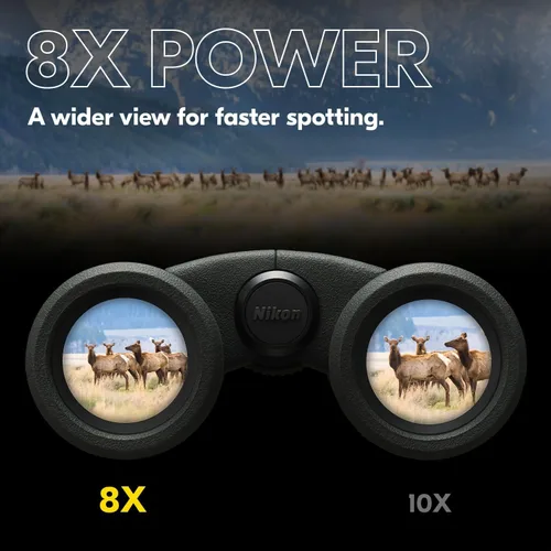 Vista 5 de Nikon PROSTAFF P3 8x30 Binocular Binocular compacto resistente al agua, antiempañamiento y con armadura de goma, amplio campo de visión y largo