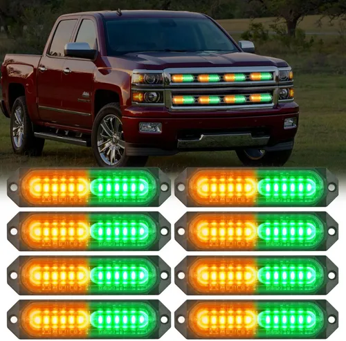 Vista 22 de Nilight 8 luces estroboscópicas LED con controlador 12 V 24 V función de sincronización verde luz de advertencia de peligro de emergencia 12 24 LED