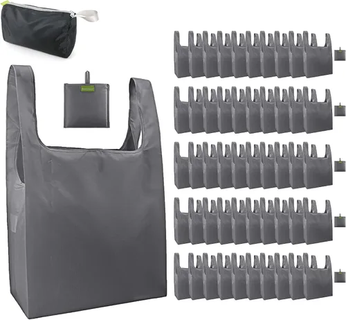 Vista 40 de BeeGreen Bolsas de comestibles reutilizables de Navidad con bolsa de almacenamiento con cremallera, paquete de 10 bolsas de compras reutilizables a