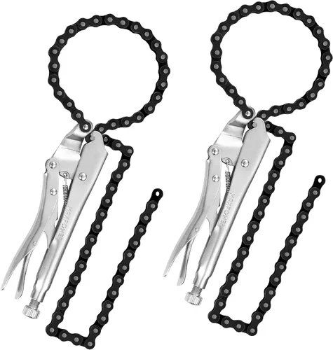 Vista 8 de MAXPOWER Abrazadera de cadena de bloqueo de 9 pulgadas con cadena de 19.7 pulgadas, paquete de 2