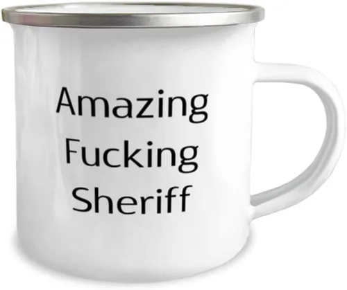Vista 2 de Nice Sheriff Gifts, Amazing Fucking Sheriff, Motivational 12oz Camper Mug For Coworkers, From Coworkers, Love, Law enforcement, Police, Cops