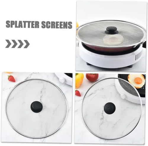 Vista 6 de 3pcs Stainless Steel Grease Splatter Screen for Frying Pan Insulated Handle Cover for Pots Pans Fine Mesh Cooking Guard for Kitchen Use for Home
