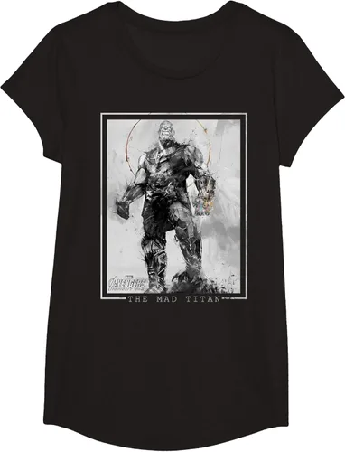 Vista 5 de Marvel Avengers Infinity War Thanos Sketch Graphic Camiseta Negro