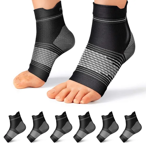 Vista 9 de Calcetines para fascitis plantar (6 pares) para hombres y mujeres, mangas de compresión para pies con soporte de arco y tobillo