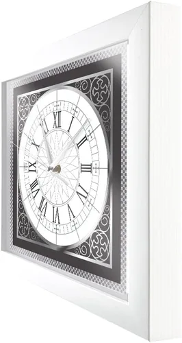 Vista 2 de Geek Alerts Reloj de pared de lujo con marco cuadrado blanco con números romanos, relojes retro, funciona con pilas, para el hogar, decorativo