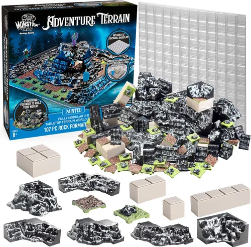Vista 10 de Monster Adventure Terrain - Sistema de construcción intercambiable 3D, juego de expansión de caverna pintada de 141 piezas con base, construye