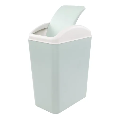 Vista 11 de Cubo de basura con tapa oscilante de 4.2 galones, cubo de basura de plástico con tapa, color negro