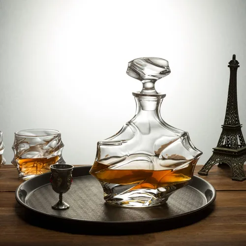 Vista 3 de KANARS - Decantador de whisky con tapón hermético, decantador grande de cristal hecho a mano para whisky, vino, bourbon, brandy, licor, centeno, ron