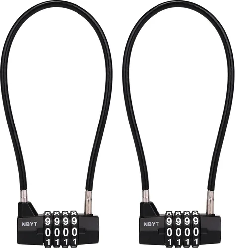 Vista 9 de Cerradura de cable combinada, cable de acero de 3/16 pulgadas, 7 pulgadas de longitud, cerradura de 4 dígitos para puertas, vallas, gabinetes