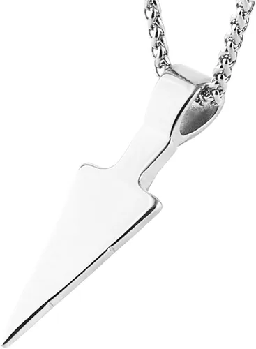 Vista 3 de HZMAN Collar con colgante de flecha de acero inoxidable para hombre con cadena de trigo de acero