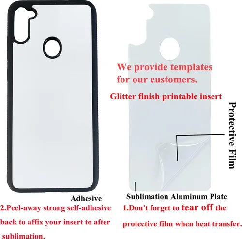 Vista 4 de 5 fundas para teléfono en blanco de sublimación compatibles con Samsung Galaxy A11, 2 en 1 2D de goma suave TPU en blanco fácil de sublimar DIY