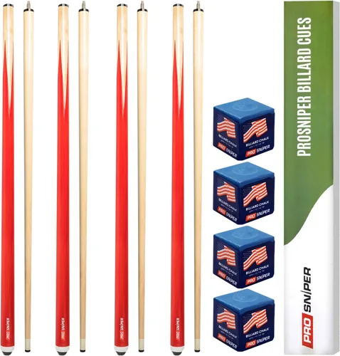 Vista 9 de Prosniper Premium Pool Sticks Set of 4 58-Inch, 19-Oz Canadian Ashwood Pool Cue with Low-Deflection Shaft & 4 Extra Chalks Pro-Grade Billiard