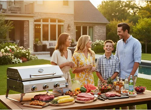 Vista 11 de ONLYFIRE GRILLS - Parrilla de mesa de gas con patas plegables, parrilla de gas propano portátil de 3 quemadores con tapa plana para cocinar al aire