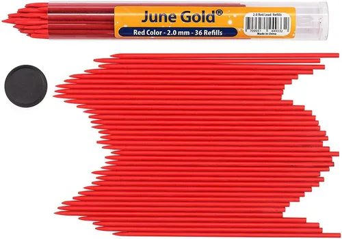 Vista 16 de June Gold repuesto de grafito resistente a quiebres con cómodo dispensador, Arcoiris (Rainbow) Grosor audaz para uso pesado, plomo resistente a