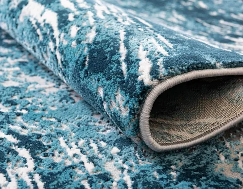 Vista 7 de Unique Loom Oasis Collection - Alfombra de área moderna, de pelo alto y bajo, envejecida, vintage, abstracta (2' 0 x 3' 0, rectangular, azul/gris)