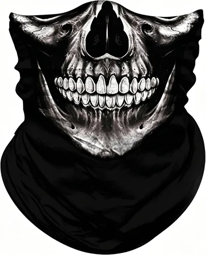 Vista 17 de Máscara facial con polaina para el cuello, bufandas, bandanas Gris (Grey Skull)