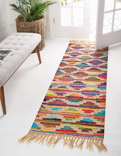 Vista 11 de Unique Loom Chindi Trellis Collection Southwestern, geométrico, moderno, colores brillantes (8 x 11 pies, rectangular, multicolor y beige)