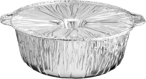 Vista 6 de Macetas desechables de aluminio con tapas, grandes, 5.5 cuartos de galón, paquete de 1 maceta desechable de aluminio