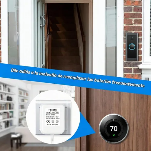 Vista 3 de Adaptador de Cable C para Termostato Inteligente, Fuente de Alimentación de CA de 24V, Compatible con Nest Hello August Ring Timbre de Puerta