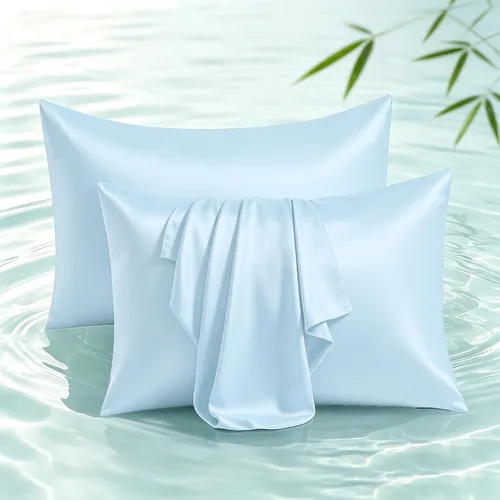 Vista 15 de Fundas de almohada de viscosa de bambú con cremallera, tamaño estándar, 2 Beige