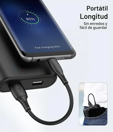 Vista 4 de Cable micro USB corto de 6 pulgadas, paquete de 3, cable USB a micro