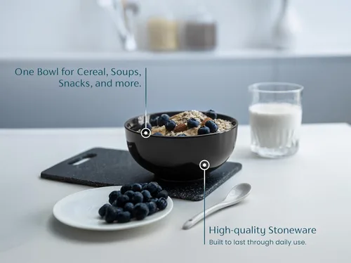 Vista 2 de KooK Tazones de sopa, cuenco para cereales, cerámica, cuencos para cocina, microondas, lavavajillas y congelador, platos de porcelana para pasta