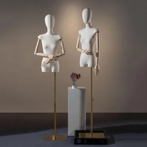 Vista 2 de Adjustable Female Mannequin Torso with Head & Wooden Arms - Ideal Dress Form for Sewing, Clothing Display, Jewelry Showcase, Tailoring & Fashion
