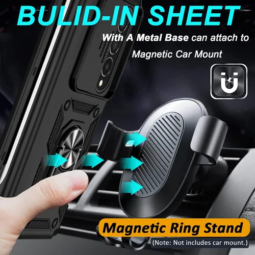 Vista 3 de Miimall Funda compatible con Samsung Z Fold 4 con protección de bisagra, soporte para bolígrafo, cubierta de cámara, soporte de anillo, soporte