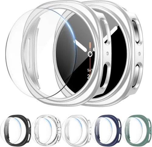 Vista 9 de 5+5 protectores de pantalla para Samsung Galaxy Watch 7 1.575 in Carcasa protectora de vidrio templado antiempañamiento HD para Samsung Galaxy