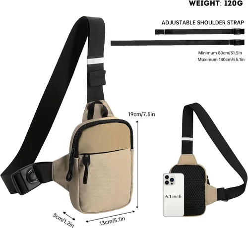 Vista 2 de Long Keeper Mini bolso bandolera Bolso cruzado pequeño impermeable para hombre y mujer, bolso casual para teléfono para viajes, senderismo