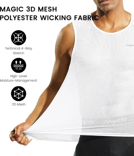 Vista 2 de Nepest Mens VestsShort Sleeve Biking Base Layer Breathable Mesh Sleeveless Cycling Baselayer Bicycle Ultralight Undershirts