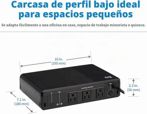 Vista 3 de Tripp Lite 350VA UPS Batería de respaldo de escritorio y protector contra sobretensiones, 210W, 3 tomas de corriente, UPS para hogar y oficina