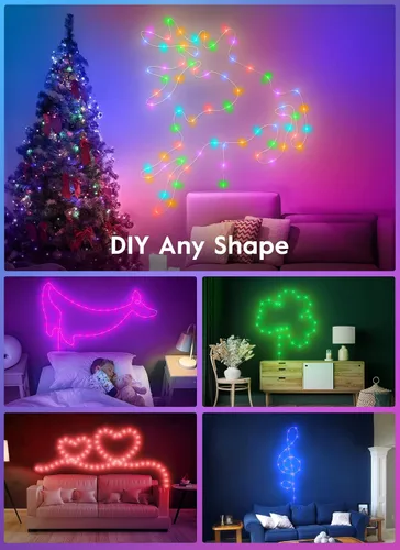 Vista 3 de Minetom Luces de Hadas que Cambian de Color - Guirnalda de 100 Luces LED de 33 Pies con Control Remoto, 11 Modos, Luces de Hadas USB
