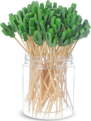 Vista 8 de 200 palillos de bambú para cóctel, para fiestas de aperitivos, estilo pescado bamboo cocktail picks for appetizers, fruits, food skewers, drinks