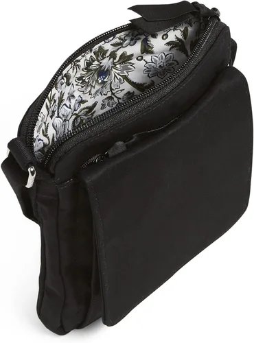 Vista 4 de Vera Bradley Mini bolso cruzado hipster de algodón para mujer con protección RFID, Negro algodón reciclado