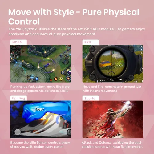 Vista 3 de IFYOO Yao -Joystick con controlador para juegos Mobile Gamepad para jugar compatible con PUBGG Mobile Call of Duty Mobile CODM Wild Rift Genshin
