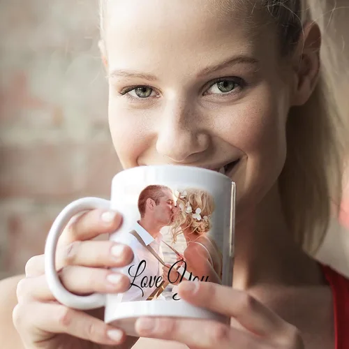 Vista 8 de Taza de café personalizada con nombre y logotipo de texto fotográfico, tazas personalizadas por ambos lados de 11 onzas, regalos personalizados