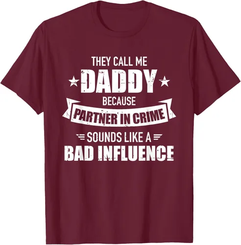 Vista 13 de Call me dad partner in crime bad influence camiseta divertida regalo papá, Negro, S