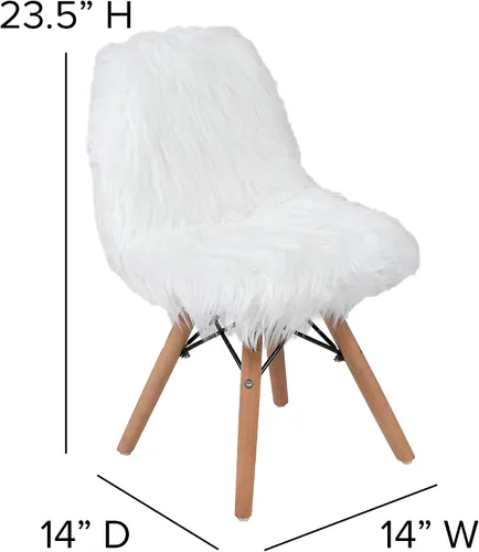 Vista 7 de Flash Furniture Silla de acento blanca para niños Shaggy Dog