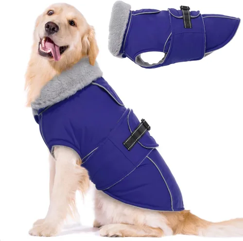Vista 20 de Lelepet Abrigo cálido para perros – Chaleco reflectante impermeable de vellón con hebilla ajustable de gancho y bucle, chaqueta de invierno Rojo