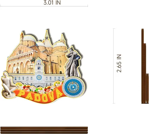 Vista 3 de Padova Italia - Imán de madera 3D para nevera, viajes, coleccionables, recuerdos, decoración, manualidades hechas a mano