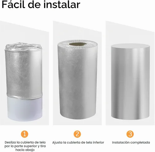 Vista 5 de Putros Cubiertas de pedestal de cilindro plateadas, 3 piezas, elastano, cubierta de soporte de zócalo de cilindro, cubierta de tela elástica