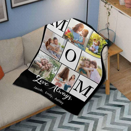 Vista 3 de MyPupSocks Manta personalizada para mamá, regalos personalizados para mamá, manta de cama con fotos, regalos de cumpleaños para mujeres, mamá