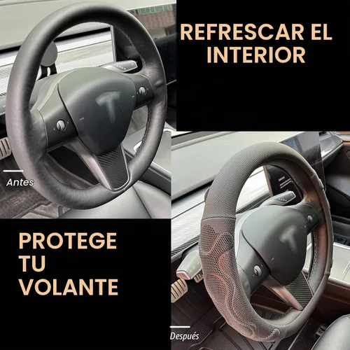 Vista 4 de PINCTROT Comfy Grip - Funda para volante para Tesla Model Y/3 2016-2025 2026 Standard/Highland/Juniper, forma de D de 14 pulgadas tamaño pequeño